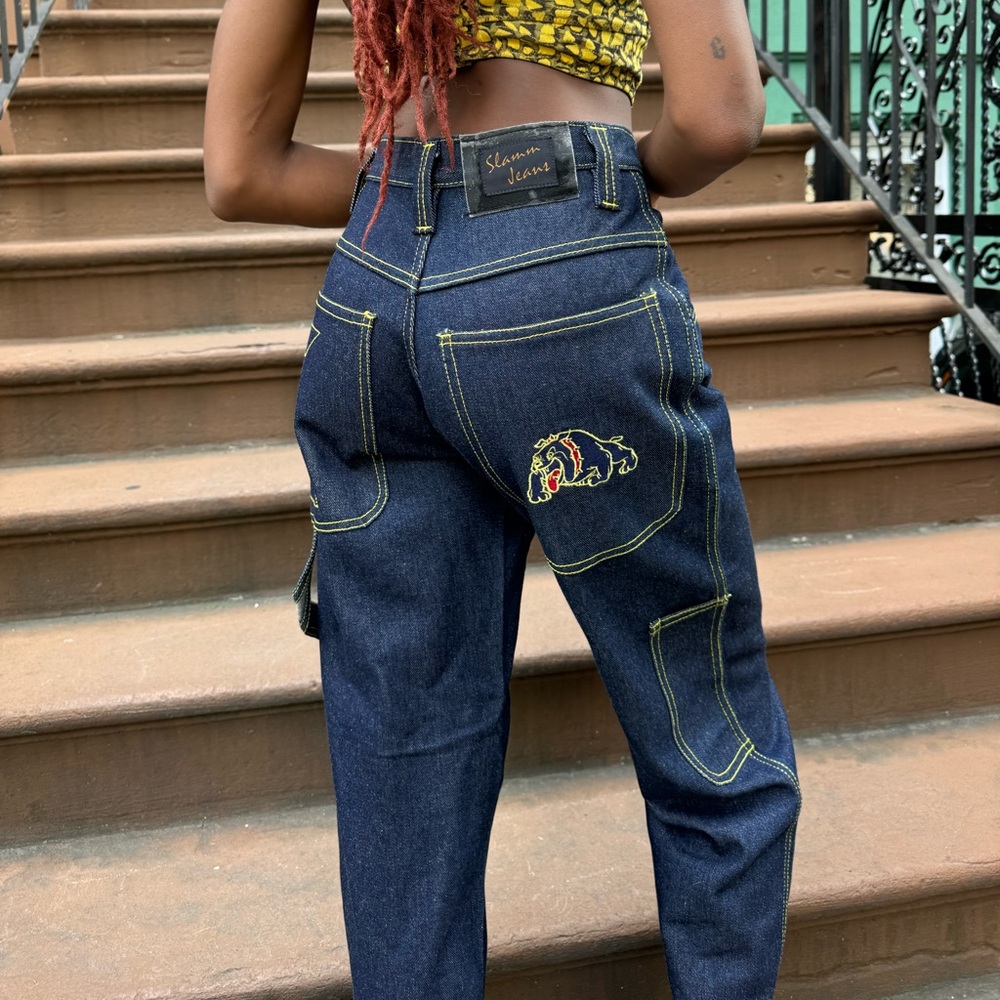 SLAMM Jeans with Embroidered Bulldog Patch Size 12 (Fits 25/26 Waist)